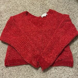 Red off shoulder sweater